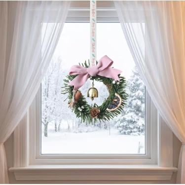 Imagem de Mini guirlanda de Natal com puxador de sino, decoração festiva de boas-vindas à casa (rosa)