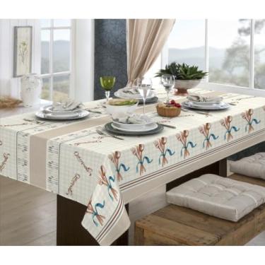 Imagem de Toalha de Mesa Linhão Rústica Oxford - Estampada, 4, 6 e 8 Lugares, Durável e Elegante para Cozinha ou Sala de Jantar(Gourmet,1,40x1,40)