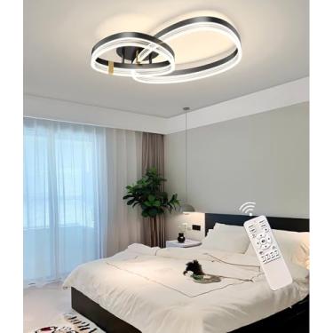 Imagem de Luminária de teto LED com controle remoto, dimerizável, lustre moderno para sala de estar, iluminação embutida redonda, ideal para quarto, cozinha e sala de jantar (54 cm)