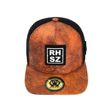 Imagem de Bone Trucker Rhino Size Couro Marrom Mescla - Rhs-363-Unissex
