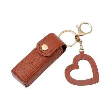 Imagem de Bolsa De Couro Portátil Para Batom, Estojo De Maquiagem Com Chaveiro E