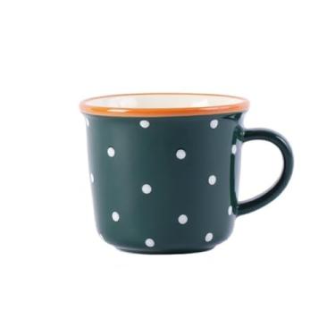 Imagem de Xícaras de café Caneca de café com leite esmaltado em cerâmica manchada para uso doméstico 370ml(Green)