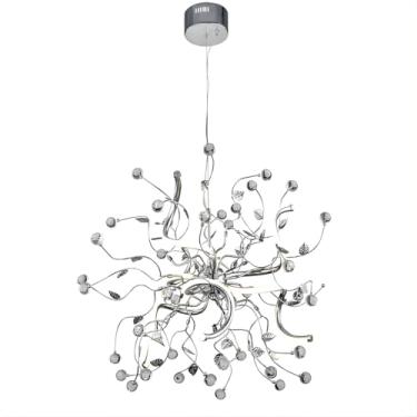 Imagem de Pendente Lustre Medusa LED 45W Cromado Dimerizável, 3 Temperaturas de Cor 3000K 4000K 6000K, Alumínio, Bivolt, Design Contemporâneo, Iluminação Interna