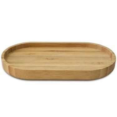 Imagem de Bandeja de Bambu Impermeável com Borda Lisa Organização Armazenamento Utensílios Decoração (18,8cm)