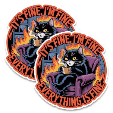 Imagem de It's Fine I'm Fine Magnet 10,2 cm, pacote com 2, citação de humor sarcasmo – Ímãs decorativos de vinil forte para geladeira armário cozinha escritório – fofa divertida estética legal durável e