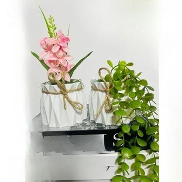 Imagem de Kit com 2 Arranjos de Flores Artificiais Decorativas, Eucalipto Pendente e Folhagem com Laço(Rosa)