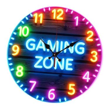 Imagem de BLWOTMOR Relógio de Parede Decorativo Redondo em Acrílico para Jogos, com Numerais Arábicos Silenciosos, Design Moderno E Criativo, Adequado para Sala de Jogos, Diâmetro 30cm