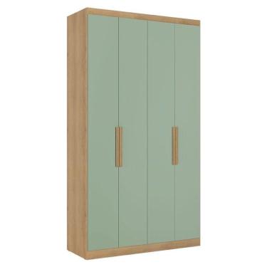 Imagem de Guarda Roupa Solteiro Milan 4 Portas Capuccino Menta Com Cômoda Com Porta Aurora E Cabeceira Formosa Capuccino- Thb