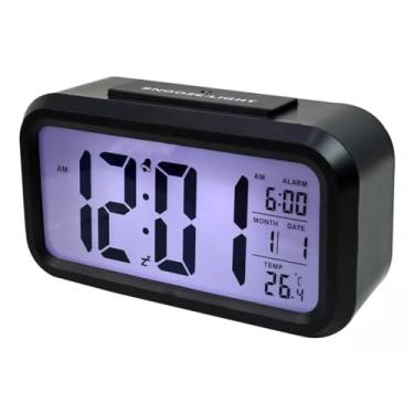 Imagem de Relógio Digital de Mesa Mini Despertador LCD Data Alarme Portátil Quarto Cabeceira (Preto)