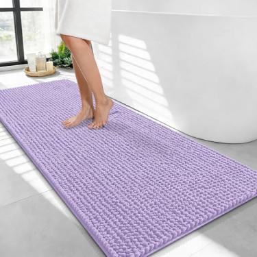 Imagem de OLANLY Tapetes de banheiro espessos 111 x 61 cm, tapetes de banho de chenille absorventes extramacios, suporte de borracha, lavar à máquina, secar na máquina, tapetes de banho para piso de banheiro