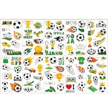 Imagem de Adesivos de tatuagens temporárias da Copa do Mundo: 10 folhas com tema de futebol lembrancinhas de festa decoração para crianças e adultos