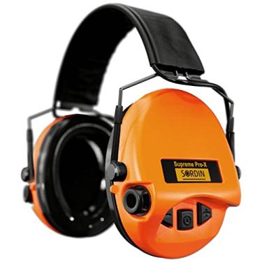 Imagem de Sordin Protetores auriculares Supreme Pro-X Slim Active – Compatível com trilho ARC – Pulseira de couro e kits de espuma – Protetores de ouvido laranja
