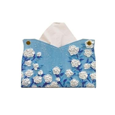 Imagem de Suporte de caixa de lenços caixa de lenços de papel de pintura a óleo para sala de estar doméstica suporte de guardanapo de poliuretano para escritório em casa, restaurante, capa de caixa de lenços