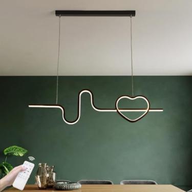 Imagem de Luminária pendente moderna para mesa de jantar, lustre LED regulável com controle remoto, luminária pendente com altura ajustável para sala de estar, quarto e sala de jantar, luminária de te