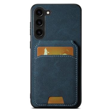 Imagem de LYJSMGZ Capa flip para Samsung Galaxy S25 Ultra/S25 Plus/S25, com compartimento para cartão, capa fina à prova de choque, capa carteira de couro de grande capacidade, azul, S25 Plus