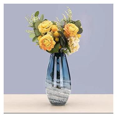 Imagem de Vasos para flores leves, luxuosas e simples, vaso criativo de vidro ondulado, decoração de sala de estar, arranjo de flores, nórdico, criativo, decoração de flores, vaso decorativo para casa (médio)