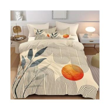 Imagem de Conjunto de capa de edredom com estampa abstrata moderna com 2 fronhas 3 peças macias para decoração de cama de quarto (264 x 229 cm)