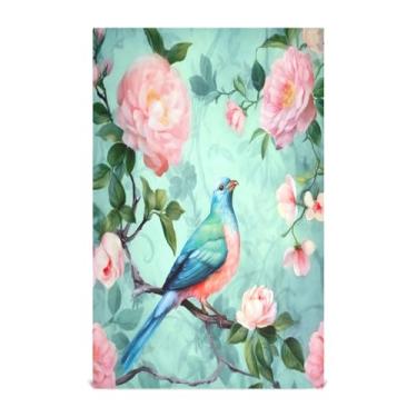 Imagem de Wassud Toalhas de cozinha Pássaro no ramo de rosas panos de prato de cozinha 1 pacote panos de prato macios com laço para pendurar toalha de mão de secagem rápida super absorvente toalhas de chá de