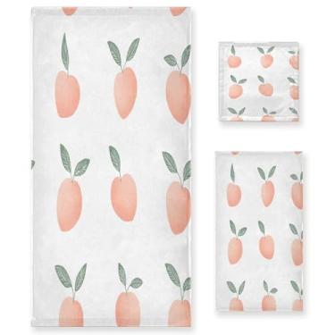 Imagem de xigua Conjunto de toalhas de banheiro de frutas pêssego absorvente macio 3 peças toalha de banho toalha de mão toalhas decorativas para banheiro, academia, hotel, praia, piscina