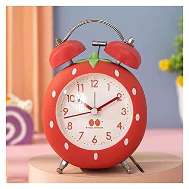 Imagem de Despertador para quarto, despertador, campainha dupla, casa, mesa, despertador, mesa, analógico, silencioso, com luz noturna, relógio de mesa (vermelho)