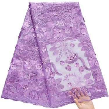 Imagem de ZhenGuiRu Tecido de renda africana 5 metros, tecido de renda jacquard bordado nigeriano para costura de festa de casamento