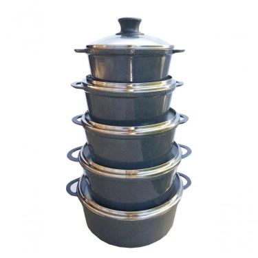 Imagem de Jogo Panelas Alumínio Batido Fundido 5 Peças Grafite Belmar