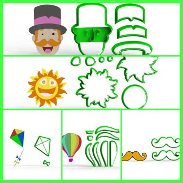 Imagem de Cortador Kit Mundo Bita 5 Modelos Tamanho 4Cm