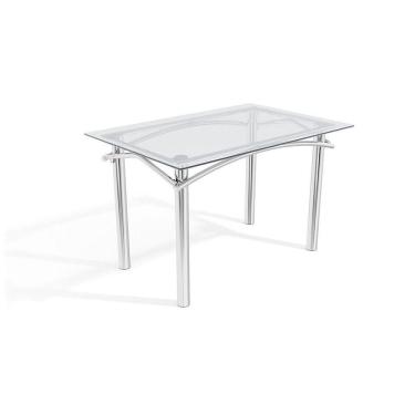 Imagem de Mesa Elba Cromada Com Tampo De Vidro Incolor 1,20m