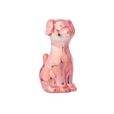 Imagem de Enfeite Cerâmica Metalizado Cachorro Grande para Decoração - Embaleve 