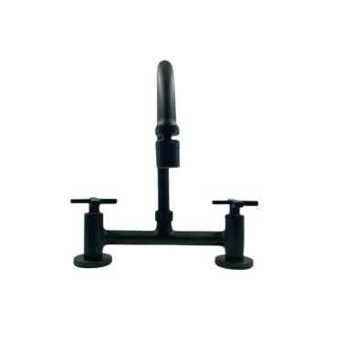 Imagem de Torneira Geométrica Duplo Comando Bica Alta Cilíndrica Preto