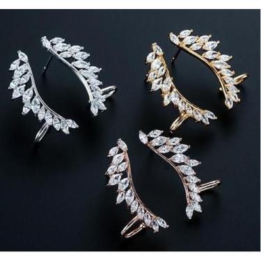 Imagem de Brinco Ear Cuff Banhado a Ródio/Ouro 18K - Zircônia 3,0 cm - De Castro