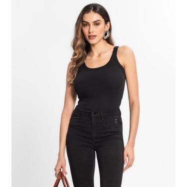 Imagem de Regata Feminina Em Ribana Rovitex Preto, GG, Preto
