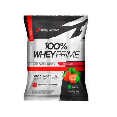 Imagem de 100% Whey Prime Refil 900g - Bodyaction, Morango