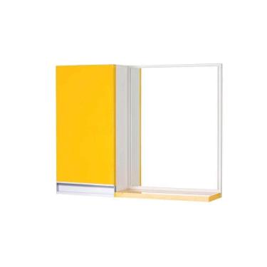 Imagem de Armário para Banheiro com Espelho Amarelo Puxador de Metal