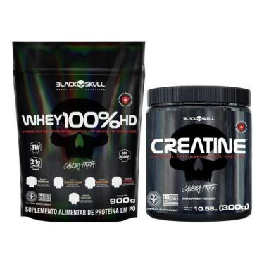 Imagem de Kit 1 Whey Protein 100% Hd 900g Cookies + 1 Creatina 300g - Black Skul