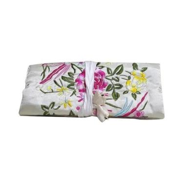 Imagem de Organizador De Joias De Viagem Dobrável Com Bordado Retrô Para Armazen