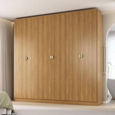 Imagem de Guarda-roupa Casal 100% Mdf 6 Portas 4 Gavetas Brescia Nogueira