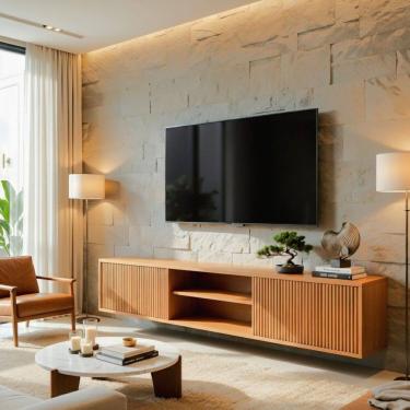 Imagem de Rack para Tv até 75 Polegadas 100% Mdf Suspenso 180cm Zeus Naturale