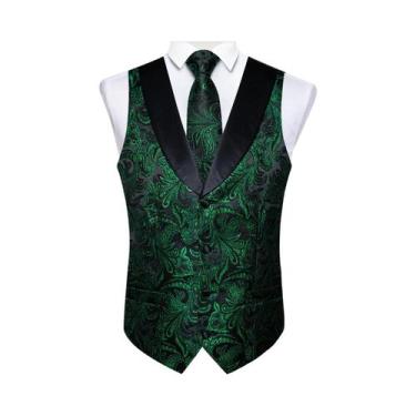 Imagem de Colete De Smoking Masculino Em Seda Com Estampa Paisley, Com Gravata, 