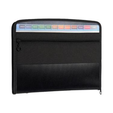 Imagem de Pasta A4 Impermeável Com Zíper Duplo E 12 Bolsos, Organizador De Docum