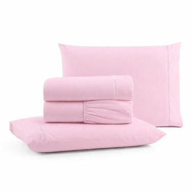 Imagem de Jogo de Lençol King Premium Soft 600 Fios Micropercal Rosa Bebê Ponto 