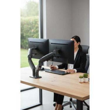 Imagem de Suporte Duplo Monitor Articulado Pistão Gás 17-35" 9kg - Congratulatio