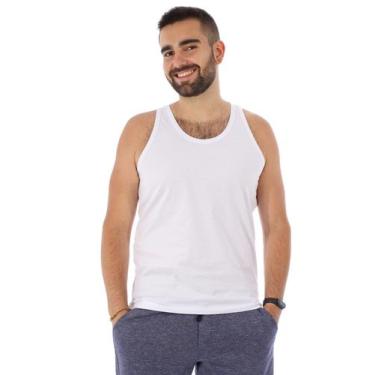 Imagem de Regata Masculina Lisa Básica Tradicional Algodão Branca - Anistia, P