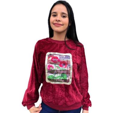 Imagem de Blusa De Frio Feminina Aveludada Manga Longa Gola Careca - TAIHE, M, M