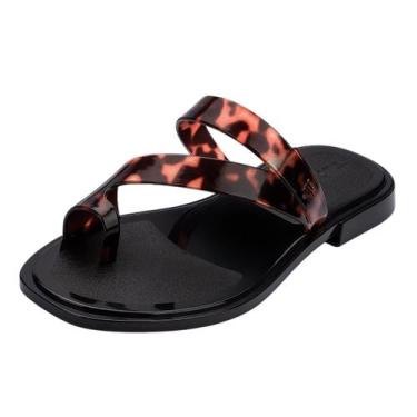 Imagem de Chinelo Feminino Rasteira Macio Tiras Jelly Cassie Melissa, Preto, Vid