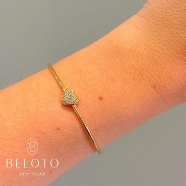 Imagem de Bracelete mini coraçao cravejado - banhado a ouro 18k - Beloto Semijoi
