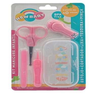 Imagem de Kit Manicure Higiene Bebe Cortador Tesoura Lixa Unha Infantil com Esto