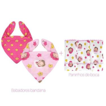 Imagem de Babador bandana + pano de boca turma da mônica algodão incomfral, ROSA