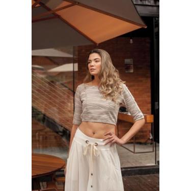Imagem de Calça Pantalona Sport Organica Moda Feminina  Off white M