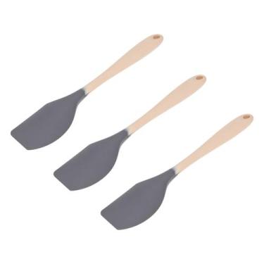 Imagem de Kit Três Espátulas Arredondadas Bicolor Cinza e Creme Weck